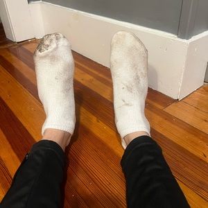 White athletic low cut socks